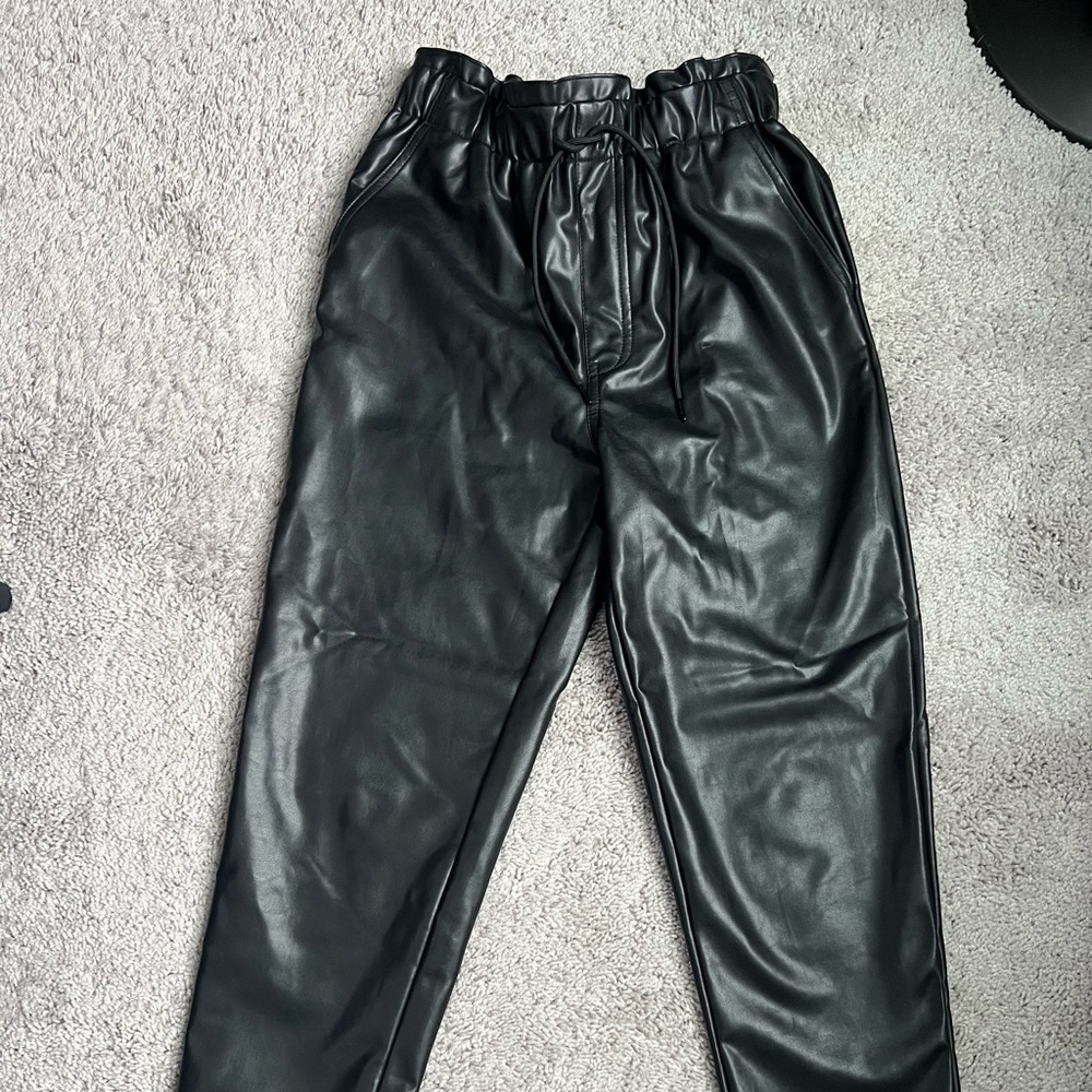 Abercrombie & Fitch Black Faux Leather Joggers